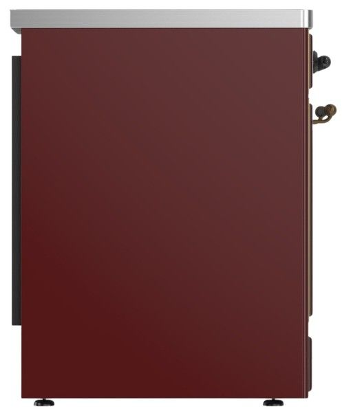 Ilve® Majestic III 30" Burgundy Pro Style Induction Range with Solid Door and Burnished Trim-3