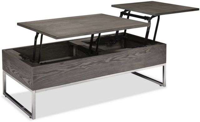 Mazin Furniture Harmony Gray Lift Top Coffee Table with Chrome Base -2