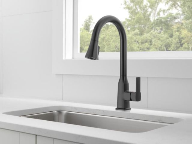 Peerless Ezra® Matte Black 16" Single Handle Pull-Down Kitchen Faucet-1
