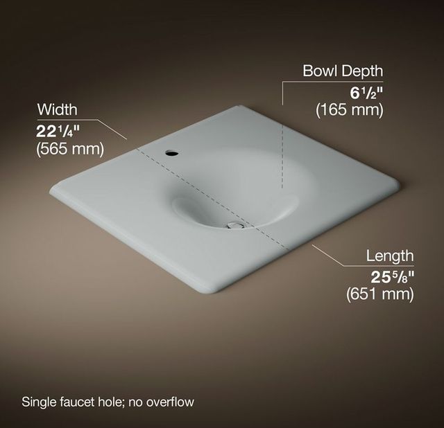 Kohler Iron/Impressions® Ice Grey 25" Enameled Cast Iron Vanity Top with Integrated Round Sink-2