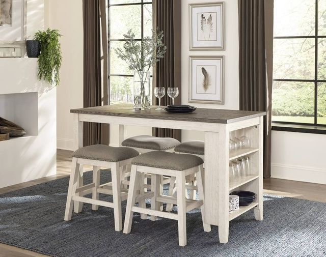 Homelegance® Timbre Antique White Counter Height Table with Rosy Brown Top -1