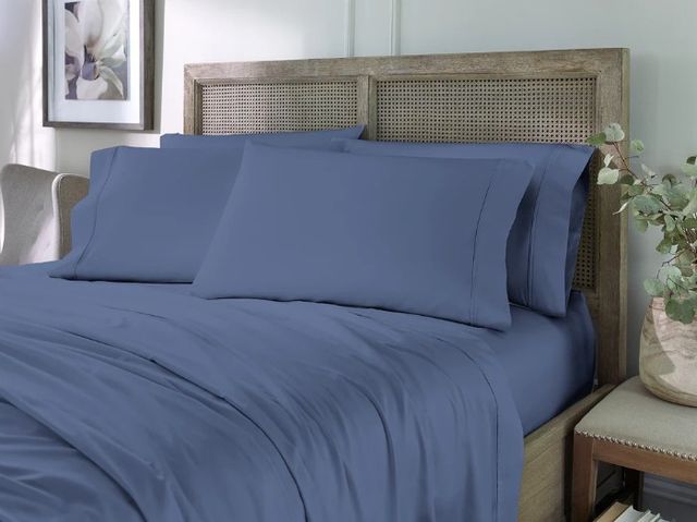 Sleeptone® Eucalyptus 6-Piece Flint Blue Moisture-Wicking Split King Sheet Set-2