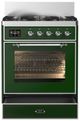Ilve® Majestic III 30" Emerald Green Pro Style Dual Fuel Liquid Propane Range with 5 Black Brass Burners and Chrome Trim-0