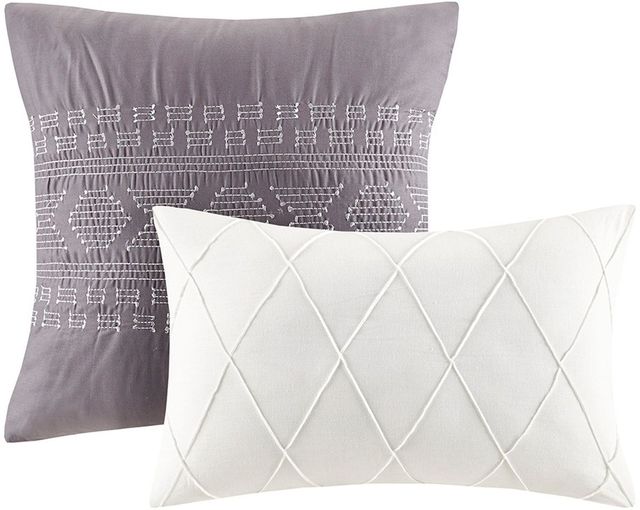 Olliix by Urban Habitat White/Grey King/California King Lizbeth 5 Piece Cotton Clip Jacquard Comforter Set-1