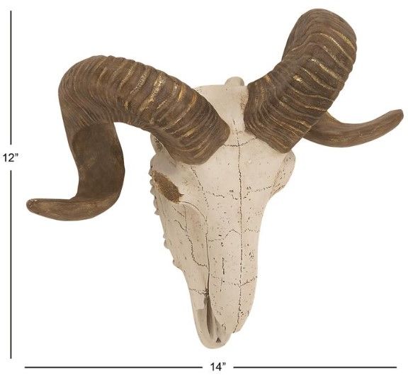 Deco Marche White Sheep Skull Wall Decor-3