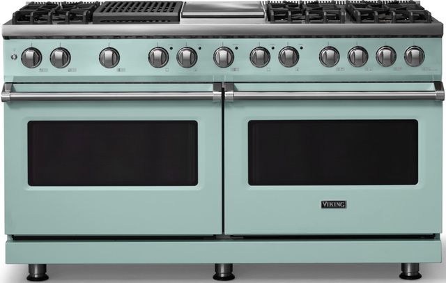 Viking® 5 Series 60" Splash Pro Style Dual Fuel (NG) Range with Polished Chrome Trim-0