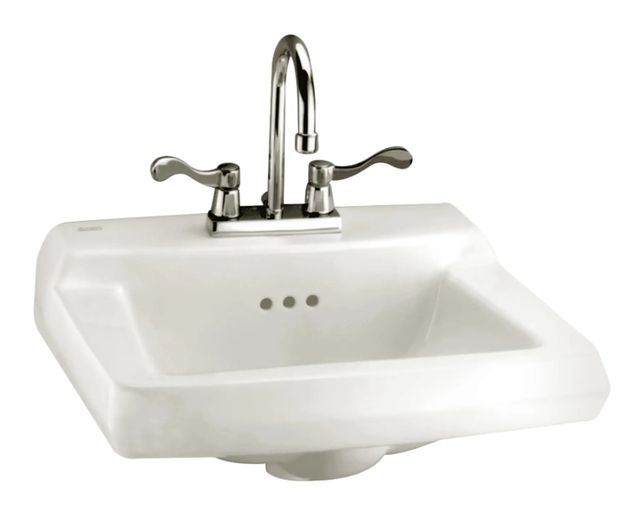 American Standard Comrade® White Wall-Hung Sink with 4" Centerset for Concealed Arms-0