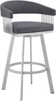 Armen Living Chelsea Silver/Slate Gray Swivel Counter Stool-0