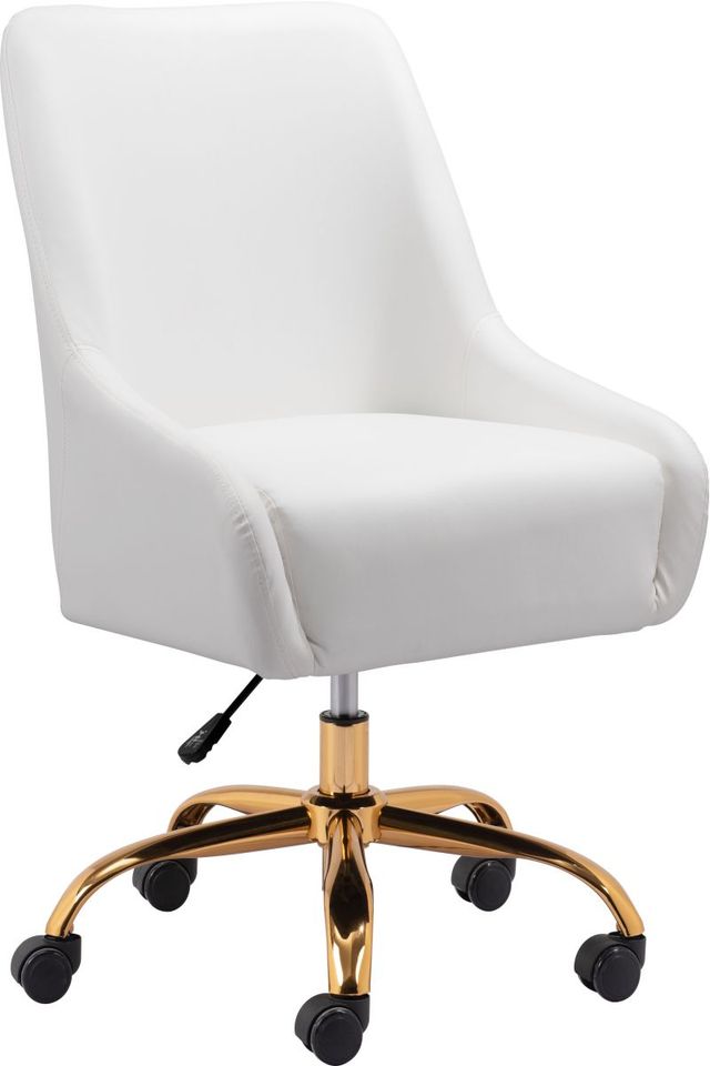 Zuo® Modern Madelaine White/Gold Office Chair-0