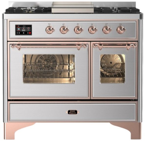 Ilve® Majestic III 40" Stainless Steel Pro Style Dual Fuel Natural Gas Range with Triple Glass Door and Copper Trim-0