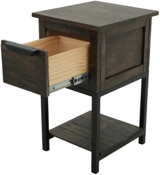 International Furniture Direct Dark Mita Stained Dark Chairside Table-4