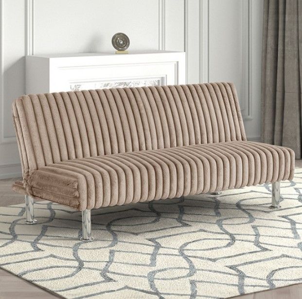 Furniture of America® Hinwil Taupe Futon Sleeper Sofa-1
