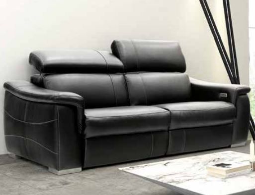 Fornirama 3485 Black Power Reclining Condo Sofa with Adjustable Headrest-1