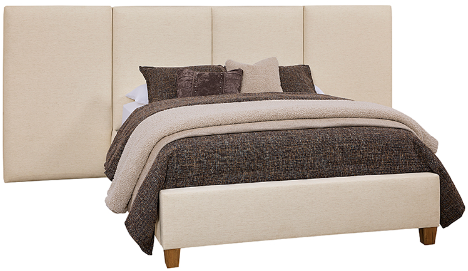 Artisan & Post by Vaughan-Bassett Joinery Ivory Cream/Natural Oak Queen Upholstered Wall Panel Bed
