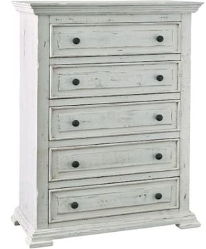 front view of the Elements International Olivia White Chest