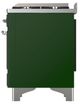 Ilve® Majestic III 60" Emerald Green Pro Style Dual Fuel Liquid Propane Range with Solid Door and Chrome Trim-4