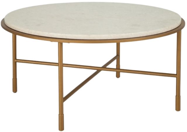 Signature Design by Ashley® Alben Beige Cocktail Table with Antique Gold Base-0