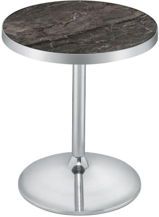 Coaster® Cazen Gray Faux Marble Top Side Table with Chrome Metal Base-0
