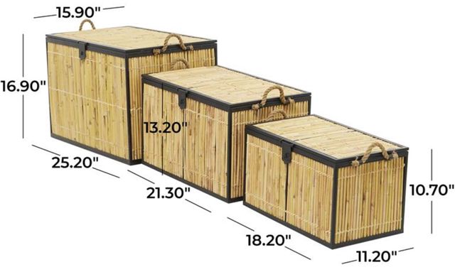 Deco Marche 3-Piece Light Brown Nesting Trunk Set-3