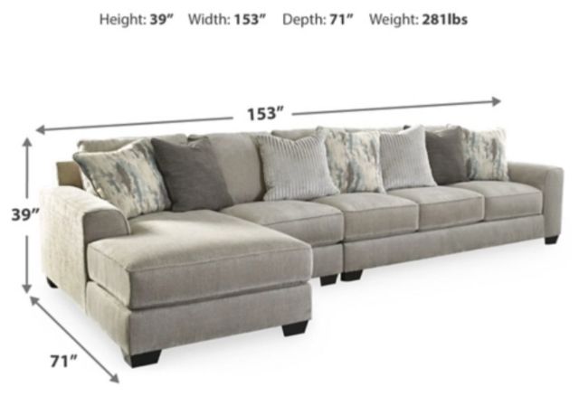 Benchcraft® Ardsley 3-Piece Pewter Left-Arm Facing Chaise Sectional-1