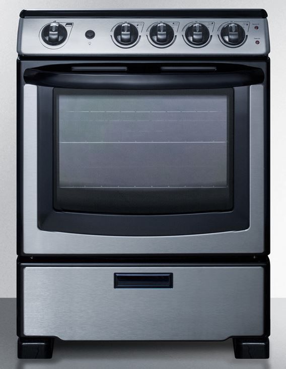 Summit® White Pearl Series 24" Black with Stainless Steel Slide-In Electric Range-1