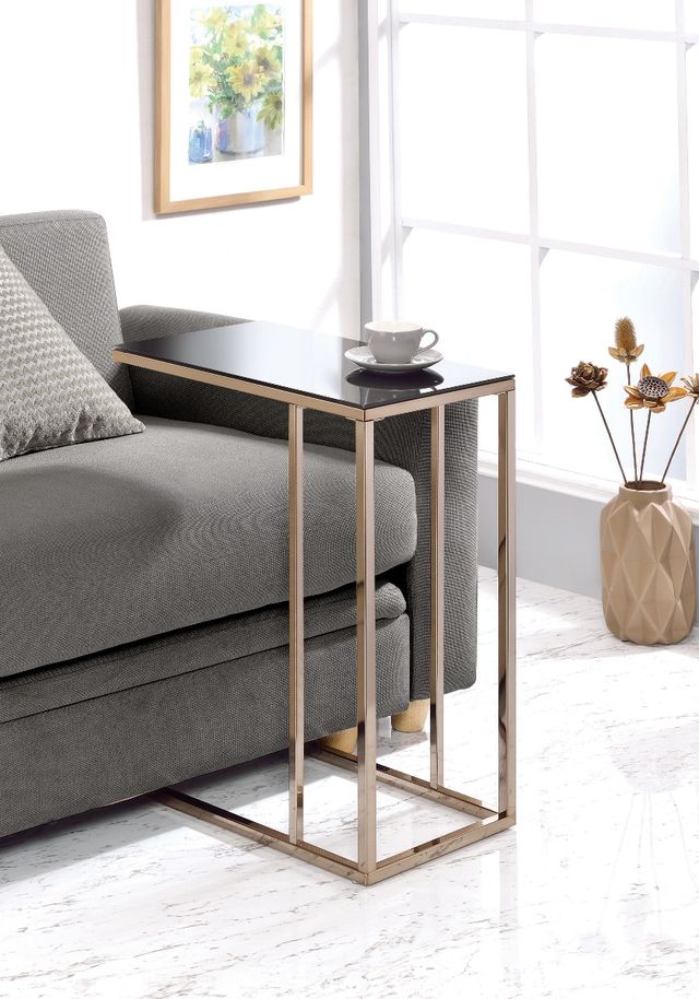Coaster® Rectangular Black Chrome Accent Table with Chocolate Chrome Base-2