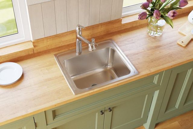 Elkay Lustertone® Classic Lustrous Satin 22" x 19-1/2" x 10-1/8" 3-Hole Single Bowl Drop-In Sink with Perfect Drain®-3