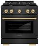 ZLINE Autograph Edition Paramount 30" Black Satin Stainless Steel/Champagne Bronze Gas Range with 4 Burner Cooktop and Convection Gas Oven-0
