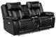 Homelegance® Huron Black Double Power Reclining Loveseat with Center Console-0