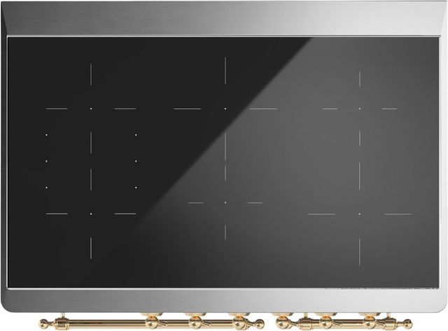 Ilve® Majestic III 40" White Pro Style Induction Range with Solid Door and Brass Trim-2