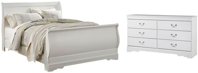 Signature Design by Ashley® Anarasia 2-Piece White Queen Sleigh Bed Set-0