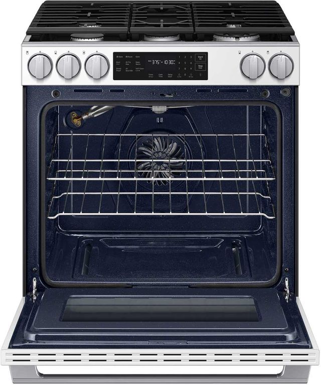 Samsung Bespoke 30" White Glass Smart Slide-In Gas Range with True Convection-1
