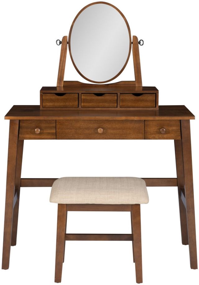 Linon Emery 3-Piece Walnut Vanity Set-3