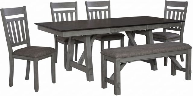 Liberty Furniture Newport 6-Piece Carbon Gray/Smokey Gray Trestle Dining Set-0
