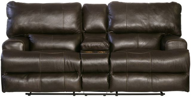 Catnapper® Wembley Steel Leather Lay Flat Reclining Console Loveseat-3