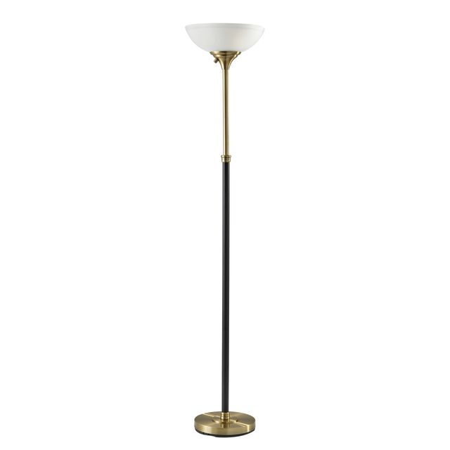 Adesso® Bergen Black/Antique Brass Torchiere-0