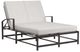 Sunset West La Jolla Espresso Aluminum Outdoor Double Chaise with Canvas Flax Cushion-0