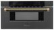 ZLINE Autograph Edition 30" 1.2 Cu. Ft. Black Stainless Steel Built-in Microwave Drawer with Champagne Bronze Helix Handle-0