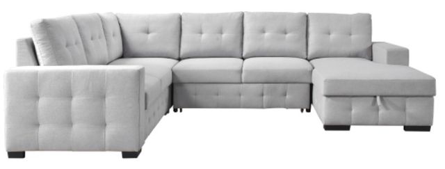 Mazin Furniture Geneva 4-Piece Light Gray Right-Arm Facing Pullout Sleeper Sectional and Storage Chaise-3