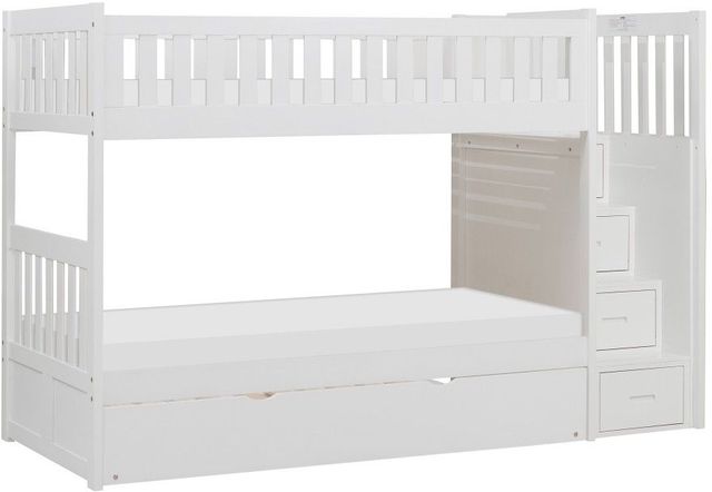 Homelegance® Galen White Youth Twin/Twin Step Bunk Bed with Trundle -3