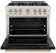 ZLINE Classic Series Autograph Edition 36" Stainless Steel Pro Style Dual Fuel Range with Black Matte Door and Champagne Bronze Accents-3
