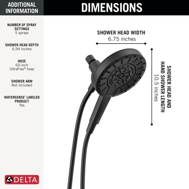Delta Universal Showering Matte Black 5-Spray Setting In2ition® with ProClean®-3