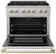 ZLINE Marino 36" Stainless Steel Pro Style Dual Fuel Range with White Matte Door and Champagne Bronze Accents-1