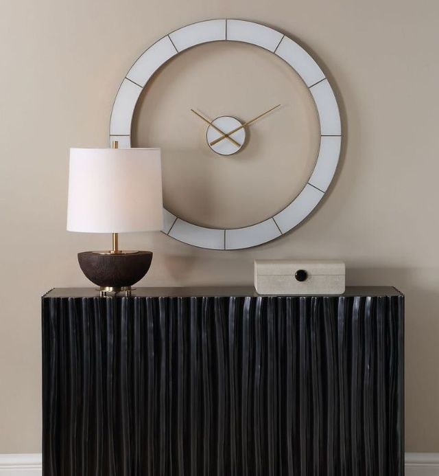 Uttermost® Ivory Halo Ivory/Gold Minimalist Wall Clock-2