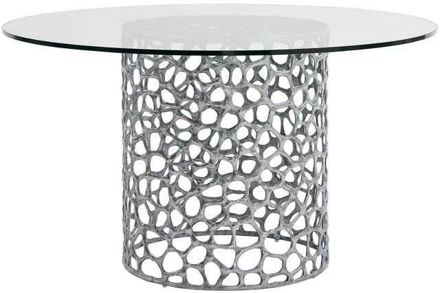 Universal Explore Home™ Oasis Glass Top Antique Nickel Dining Table with Aluminum Base-0