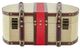 A & B Home Beige/Brown/Red Semi Round Hatbox-1