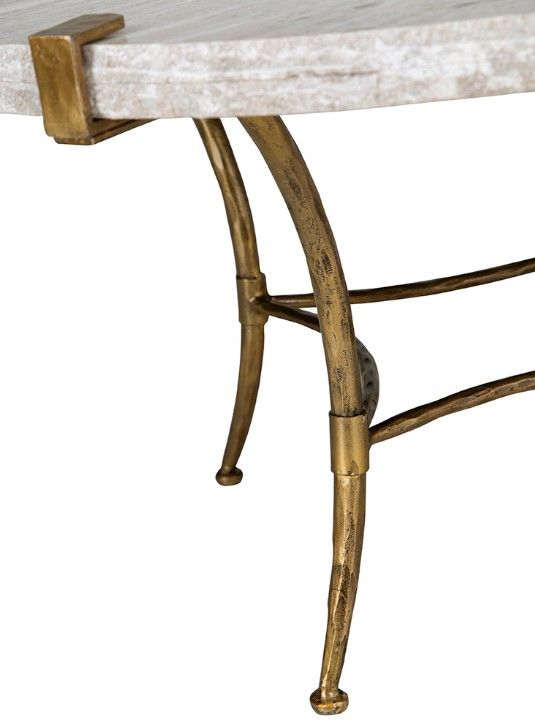 Furniture Classics Adelaide Cream/Gray Round Coffee Table with Gold Base-3
