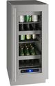 U-Line 5 Class Collection 15” 2.9 Cu. Ft. Stainless Steel Beverage Center with Glass Doors-0