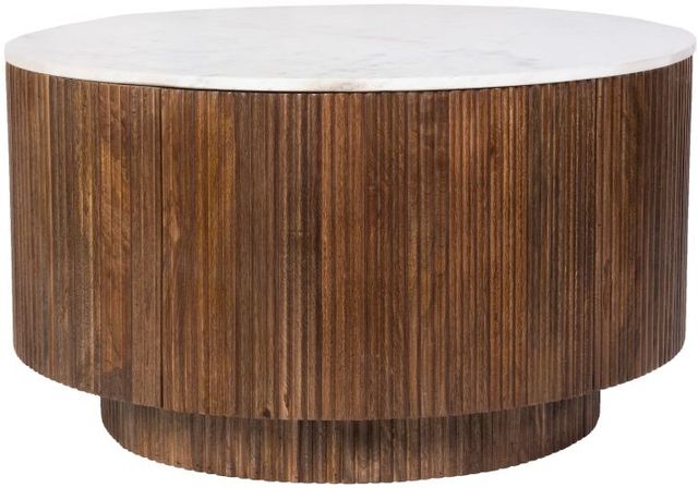 Worldwide Homefurnishings Inc. Reyna Marble Top Coffee Table with Walnut Base-0