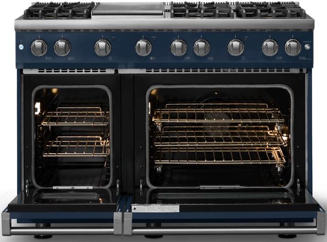 Viking® 5 Series 48" Slate Blue Pro Style Gas (NG) Range with Polished Chrome Trim-1